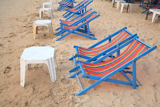 istock Deck chairs on the beach at Pattaya 158043445