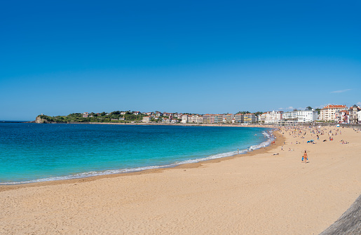 Saint Jean de Luz beach in New Aquitaine, Atlantic Pyrenees in French Basque Country of France