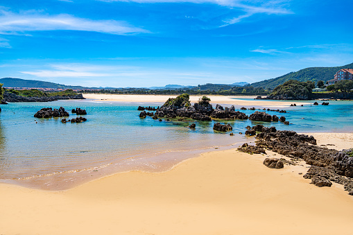 Playa los Barcos beach in Arnuero of Cantabria in Cantabrian sea