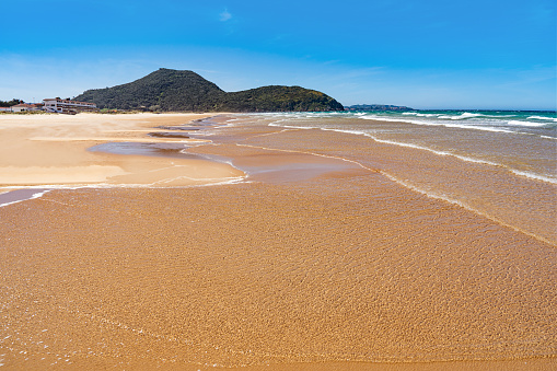 Playa de Berria beach in Santona Santoña of Cantabria with Cantabrian sea in North Spain