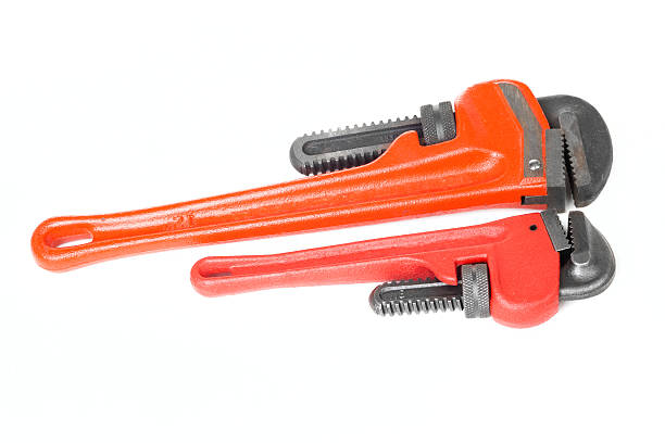istock Pair of big and small red monkey wrenches 158050200