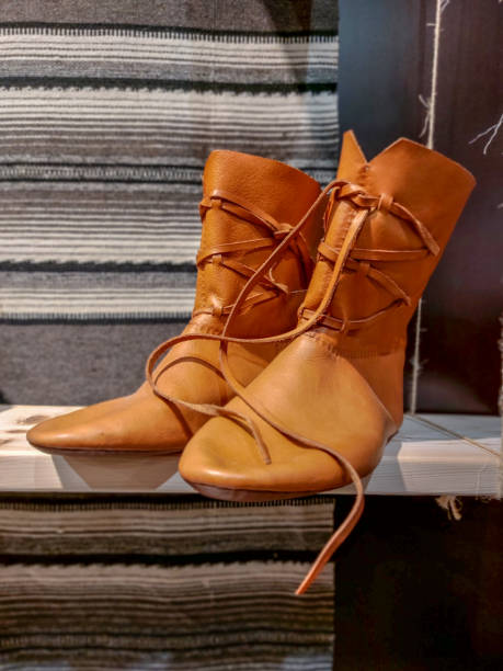 istock National Latvian shoes. Leather boots. 1580540015