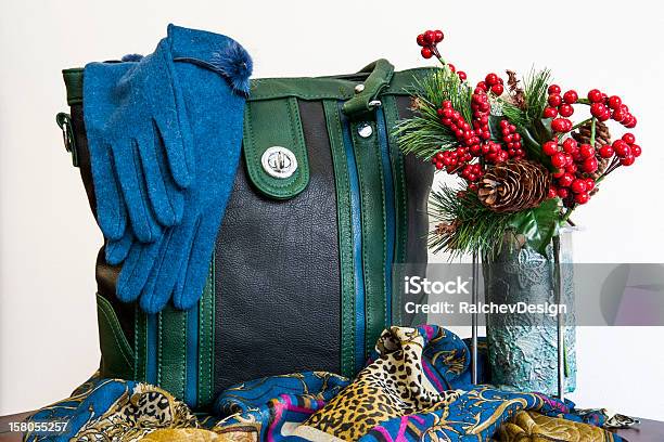 Tasche Für Weihnachten Stockfoto und mehr Bilder von Accessoires - Accessoires, Blau, Eleganter Handschuh