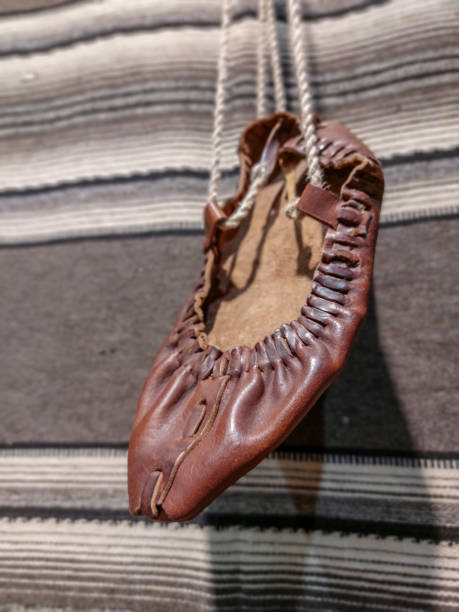 istock Traditional handmade Latvian women's shoes. 1580559977