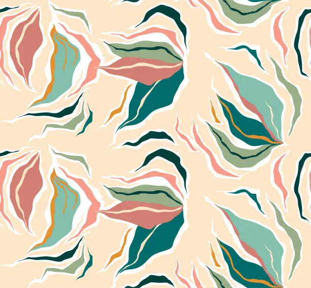 Vector illustration of Creative collage contemporary seamless pattern. 	
Simple hand drawn abstract pattern. Natural colors. Fashionable template for design.