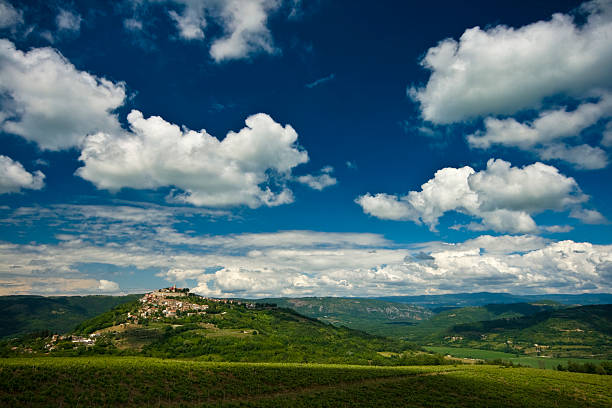 istock Motovun, clouds, hills and the valley 158059345