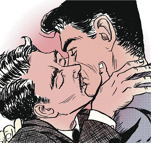 ilustraciones, imágenes clip art, dibujos animados e iconos de stock de gay beso - gay man homosexual men kissing