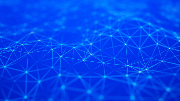 istock Network of bright connected dots and lines. Abstract dynamic wave of many points. Digital background. 3D rendering. 1580634791