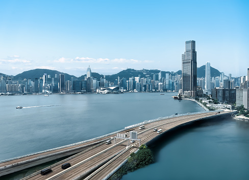 Hong Kong skyline at sunrise