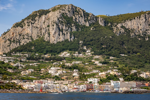 Approaching Marina Grande on the Island of Capri in the Tyrrhenian Sea off the Sorrento Peninsula, Italy