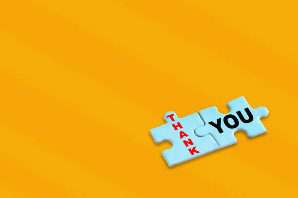 istock Thank you blue puzzle jigsaw with shadow on yellow background 1580665288