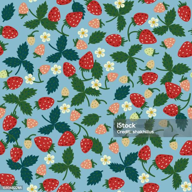 Native Strawberry Pattern Hand Drawn Strawberries Seamless Pattern Stock Illustration - Download ...