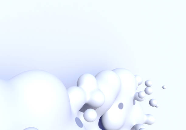 istock Abstract background with white milk drops boiling. 3D illustration 1580689767