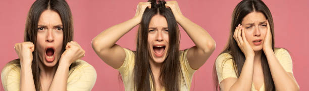 istock a collage from a portrait of the same woman with different emotions 1580774608