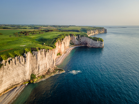 Landscape Picture Etretat in France, Normandy - picture was taken by a drone