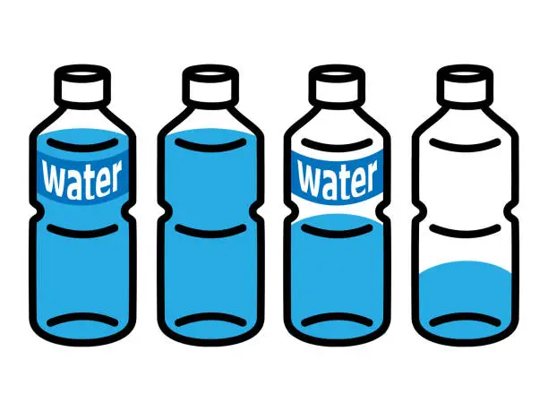 Vector illustration of Illustration set of plastic bottles containing various amounts of water