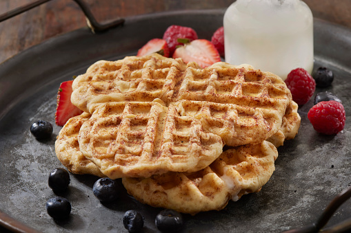 Crispy Cinnamon Roll Waffles with Icing. Made with Store Bought Dough.