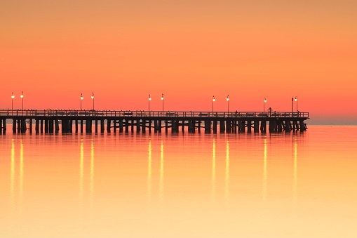 View of the pier in Gdynia Orłowo at sunrise