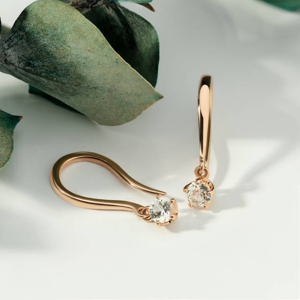 Elegant jewelry set. Jewellery set with gemstones. Jewelry accessories collage. Product still life concept. Ring, necklace and earrings. stock photo