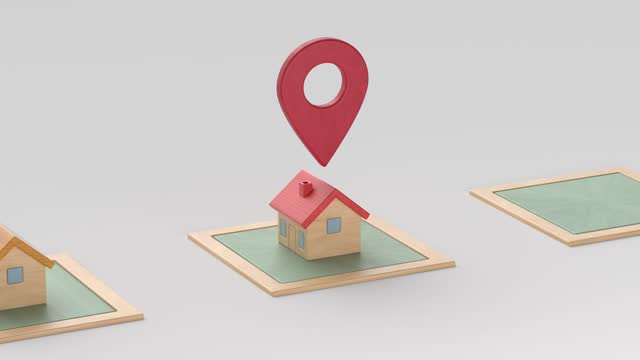 Find a home location Red Pointer GPS Map Pin - 4K Loop