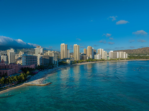 Drone Picture of Waikiki Beach in June 2023