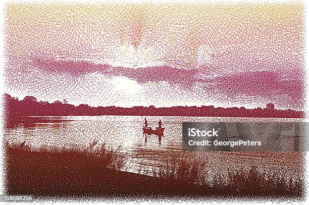 La Pêche Vecteurs libres de droits et plus d'images vectorielles de Deux personnes - Deux personnes, Coucher de soleil, Image en couleur