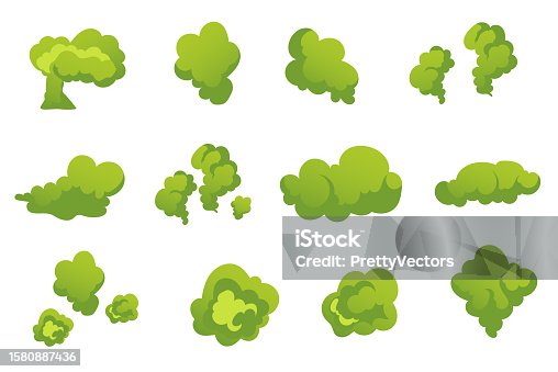 istock Smell cloud stink poison smoke gas isolated set concept. Vector graphic design illustration 1580887436