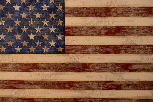 Distressed wooden American flag in Nolensville, Tennessee.