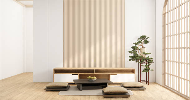 istock Muji Cabinet wooden design on white room interior modern style. 1580913242