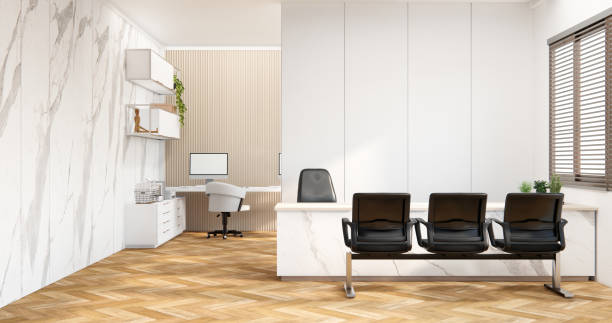 istock The interior Computer and office tools on desk room muji style interior design. 1580914333