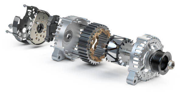 istock Structire and scheme of car alternator, generator isolated on white. Structire and scheme. 1580933094