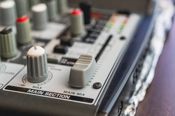 istock Control panel for sound recording equipment in a music studio. 1580935472