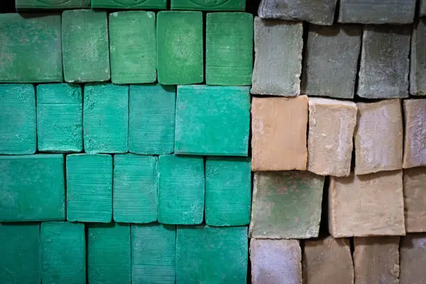 Photo of Stack of Aleppo soap bars on market