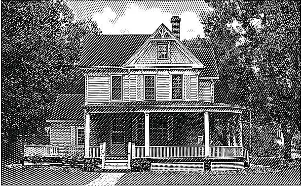 Vector illustration of Old Home with Porch