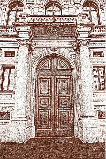 Vector illustration of Ancient Door with Columns In Milan, Italy