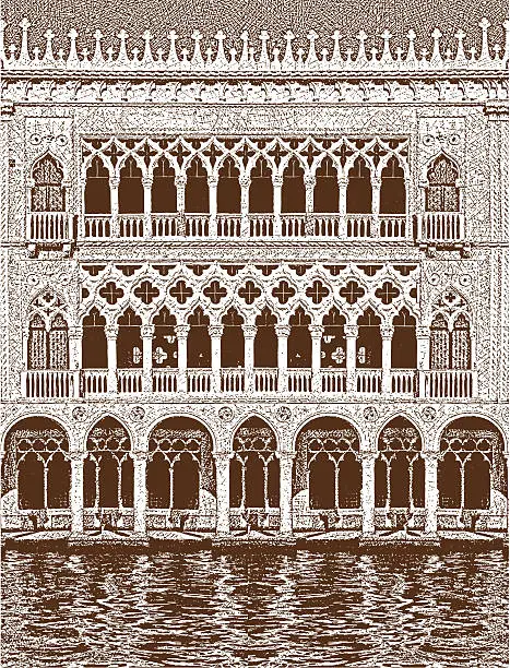 Vector illustration of Venice Building Facade