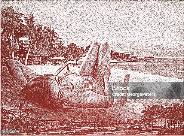 Отдых На Пляже — стоковая векторная графика и другие изображения на тему Женщины - Женщины, Пляж, Только одна женщина