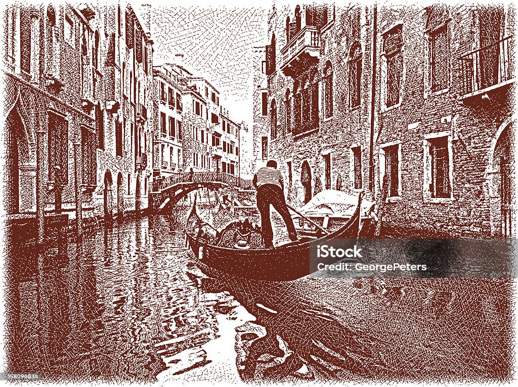 Venezia in Gondola - arte vettoriale royalty-free di Canale