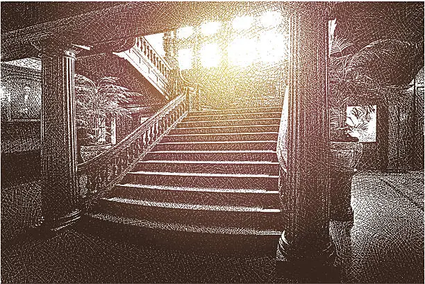 Vector illustration of Ornate Mansion Staircase