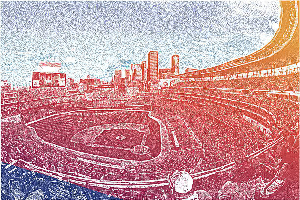 illustrations, cliparts, dessins animés et icônes de stade de foule - baseballs baseball sport summer