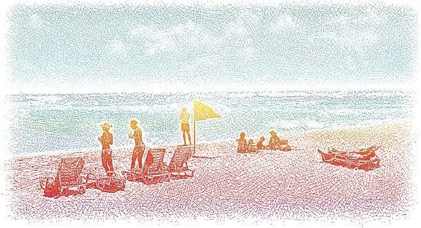 Vector illustration of Sunbathing at the Beach