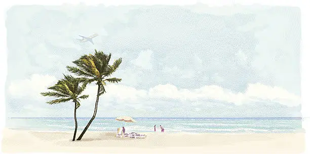 Vector illustration of Family Enjoying Beach Vacation