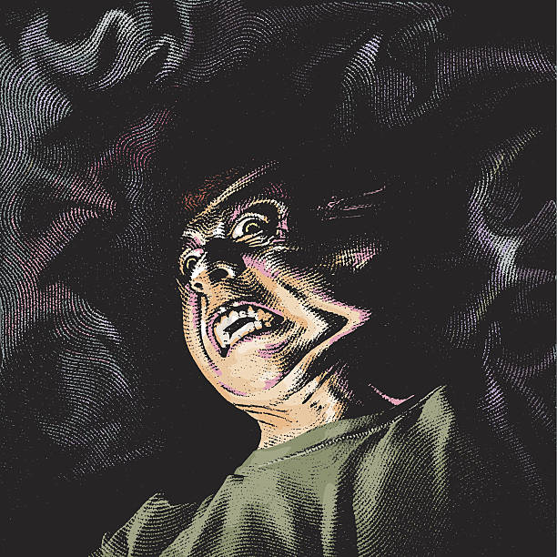 Hellish Ghoul Engraving-style illustration of a  scary, spooky ghoul. fear illustrations stock illustrations