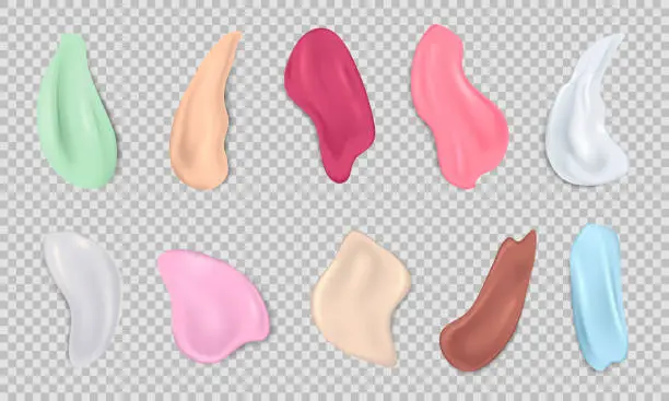 Vector illustration of Set of cosmetic, make up product smears different color and shape
