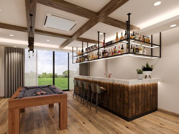 istock pool table with counter bar in relax room, 3d rendering 1581002828