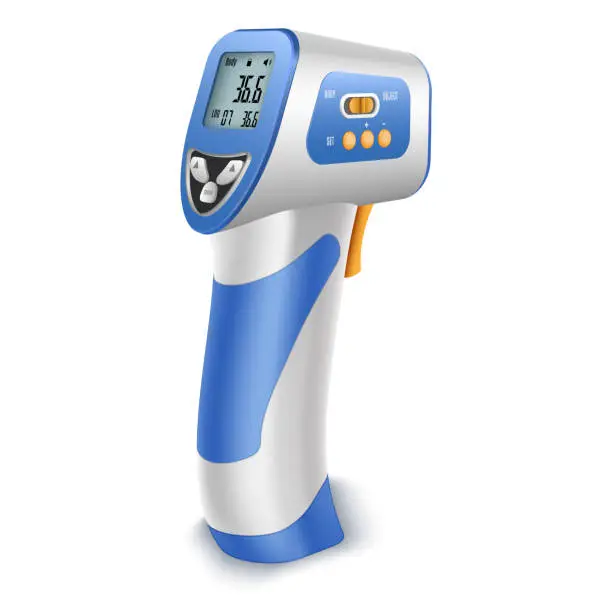 Vector illustration of Infrared non contact thermometer healthcare diagnostic portable modern tool realistic vector