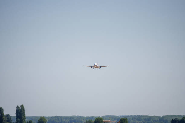 Brussels, Belgium - July,07,2023: Brussels airline airbus A320 landing at Brussels Zaventum  airport.