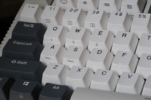 Close up on a light coloured keyboard