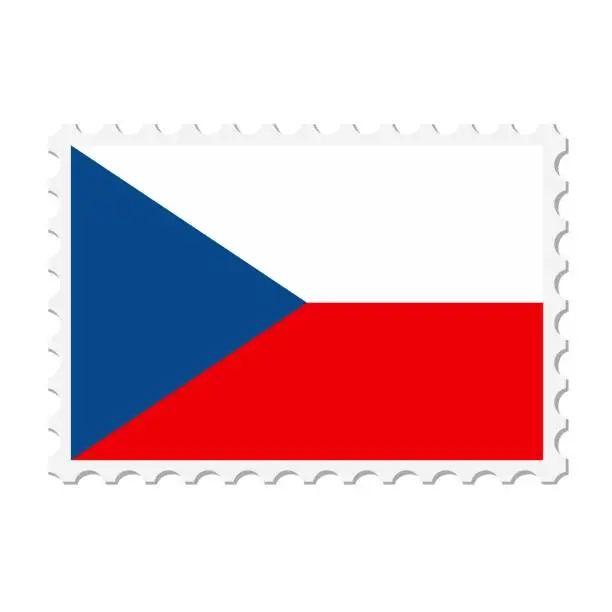 Vector illustration of Czech Republic postage stamp. Postcard vector illustration with Czech national flag isolated on white background.