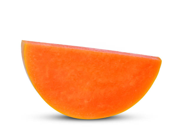 Slice of papaya fruit isolated on white